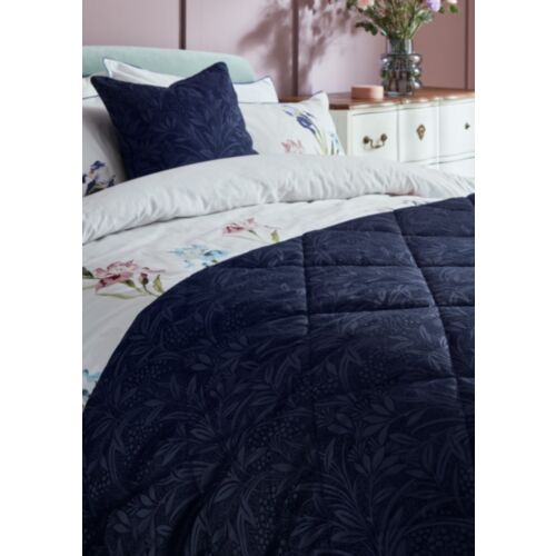Barley Embossed Midnight Navy 235x235cm Quilted Bedspread