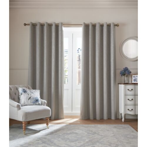 Barley Embossed Steel Grey Ready Made Curtains