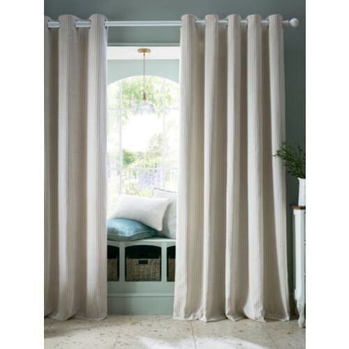 Cornish Chenille Stripe Natural Ready Made Curtains