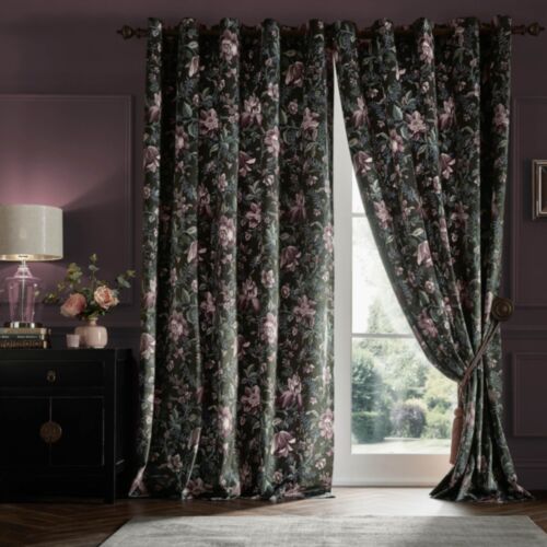 Edita's Garden Charcoal Ready Made Curtains