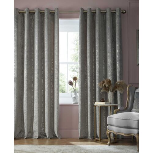 Gypsophila Silver Ready Made Curtains