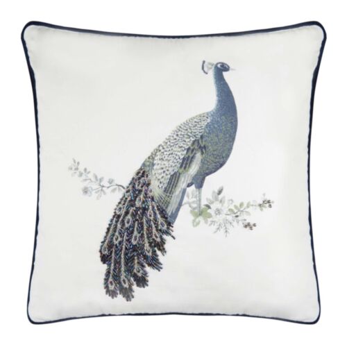 Peacock Beaded Midnight 40x40cm Feather Cushion