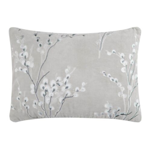 Pussy Willow Emb Steel 35x50 Feather Cushion