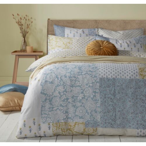Laurissa Patchwork Pale Seaspray Blue Bedding