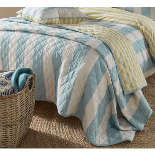 Lille Stripe Seaspray Quilted Bedspread 235x235cm