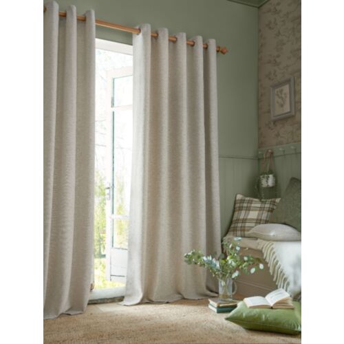 Milbourne Herringbone Truffle Natural Ready Made Curtains
