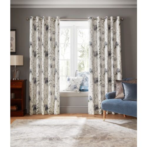 Pallington Bloom Smoke Blue Ready Made Curtains