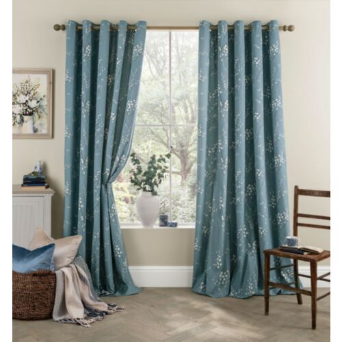 Pussy Willow Dark Seaspray Ready Made Curtains
