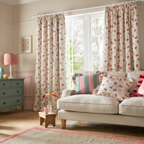 Rose And Bows Multi Ready Made Curtains