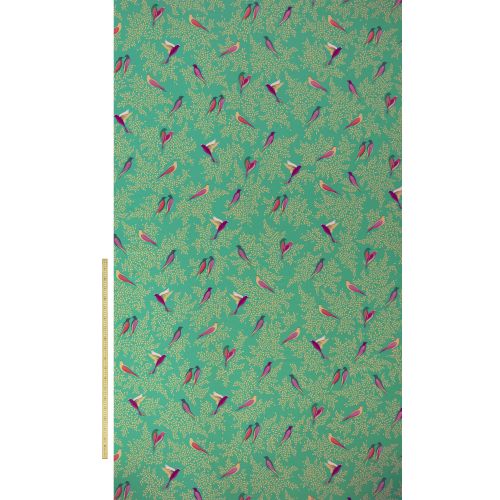 Green Birds Sateen