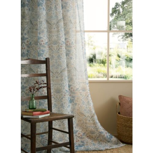 Strawberry Thief Hessian Voile Slot Top Sheer Panel Curtains