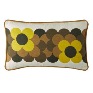 Retro Flower Stripe Dune 30x50cm Microfibre Cushion