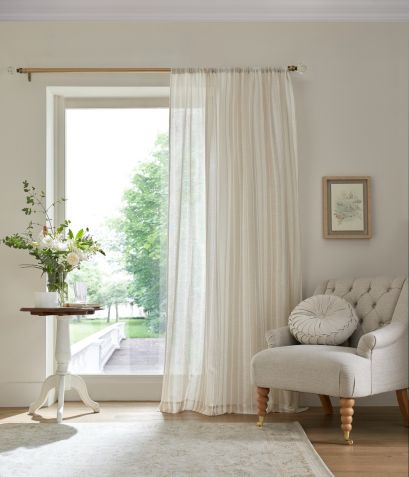 Awning Stripe Natural Ready Made Curtains