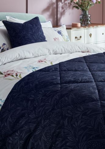 Barley Embossed Midnight Navy 235x235cm Quilted Bedspread