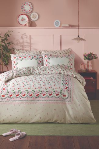 Cherry Picked Pink Cream Bedding