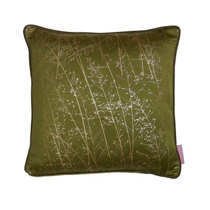 Whispering Grass Olive 43x43cm Feather Cushion