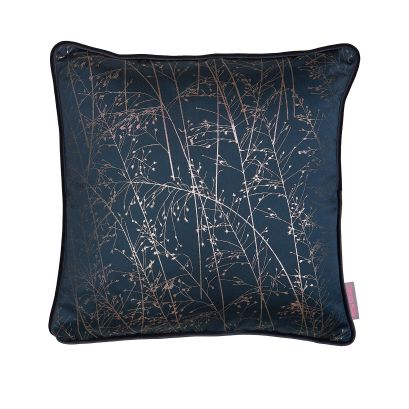Whispering Grass French Navy 43x43cm Feather Cushion