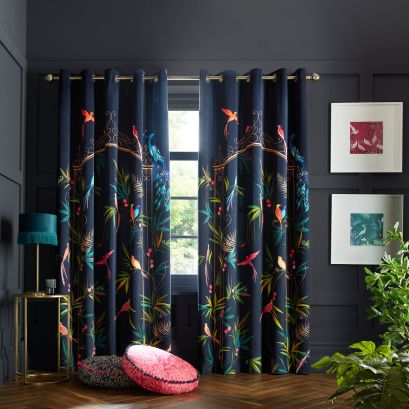 Enchanted Gate Navy Ready Made Curtains