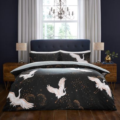 Flying Cranes Ink Bedding