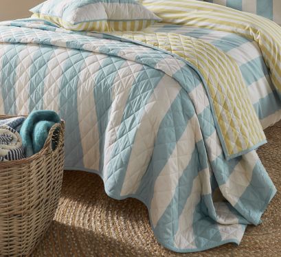 Lille Stripe Seaspray Quilted Bedspread 235x235cm