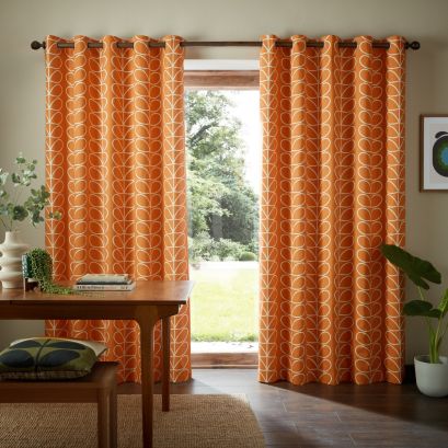 Linear Stem Burnt Orange Ready Made Curtains