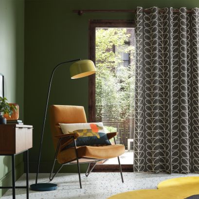 Linear Stem Charcoal Ready Made Curtains