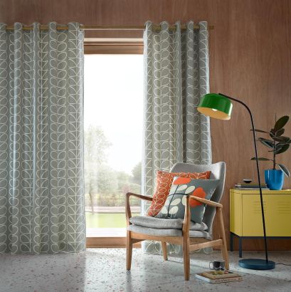 Linear Stem Silver Ready Made Curtains