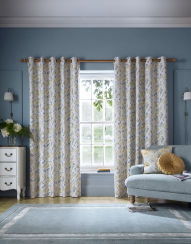 Longstonsprig Ochre Yellow Ready Made Curtains