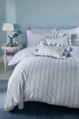 Ticking Stripe Blue Bedding
