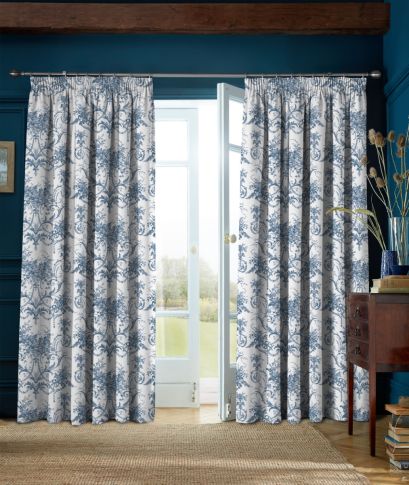 Tuileries Midnight H/Tape Ready Made Curtains