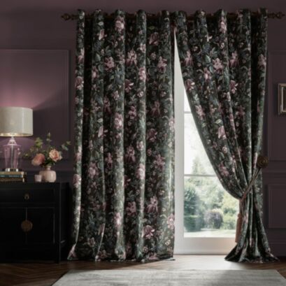 Edita's Garden Charcoal Ready Made Curtains
