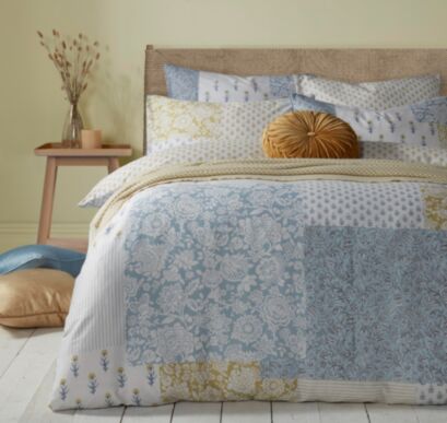 Laurissa Patchwork Pale Seaspray Blue Bedding