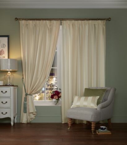 Lille Stripe Oyster Ready Made Curtains