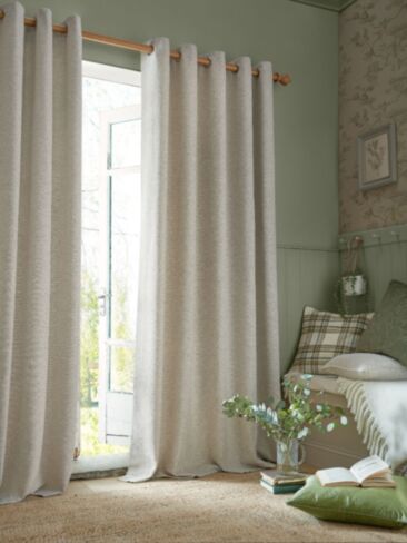 Milbourne Herringbone Truffle Natural Ready Made Curtains