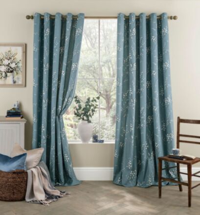 Pussy Willow Dark Seaspray Ready Made Curtains