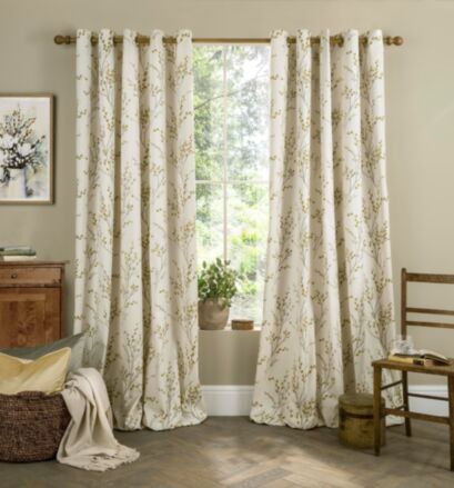 Pussy Willow Ochre Ready Made Curtains