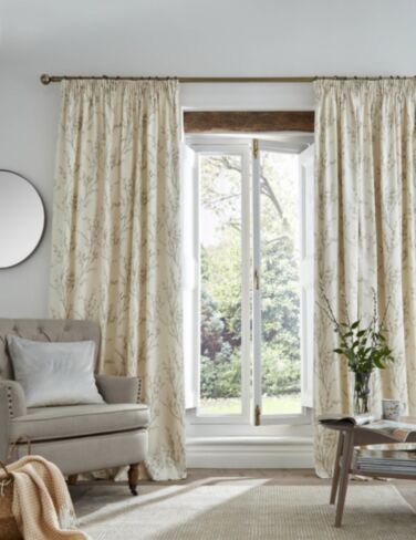 Pussy Willow Offwhite/Dovegrey Header Tape Curtains