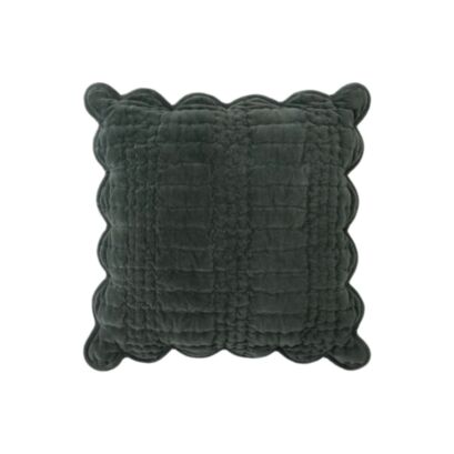 Scalloped Pine Green 43x43cm Microfibre Cushion 