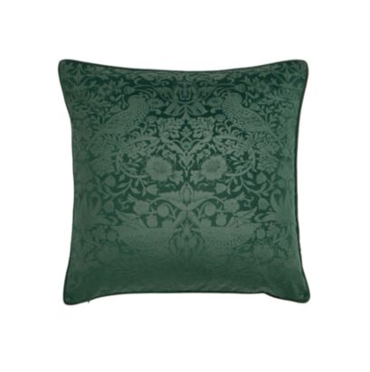 Strawberry Thief Embossed Forest Green Microfibre 50x50cm Cushion