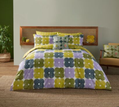 Textured Flower Lilac/moss Bedding