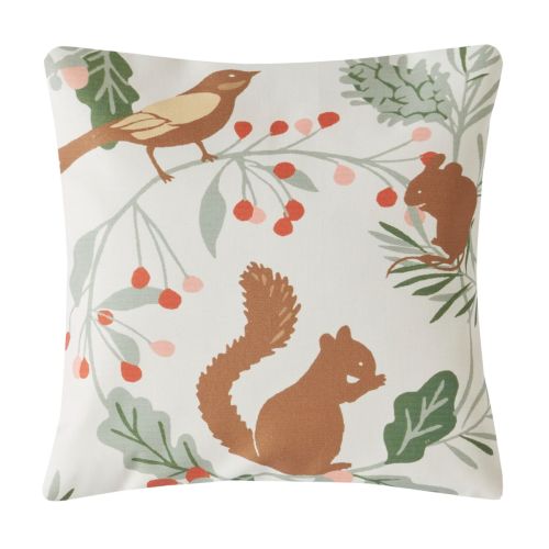 Autumnal Woodland Sage Green 43x43cm Microfibre Cushion