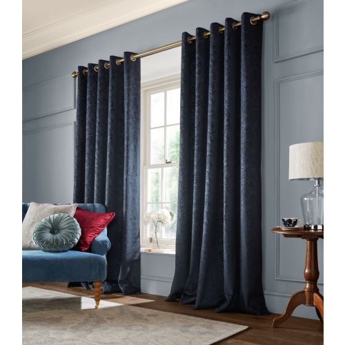 Barley Embossed Midnight Ready Made Curtains
