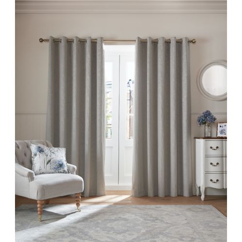 Barley Embossed Steel Grey Ready Made Curtains