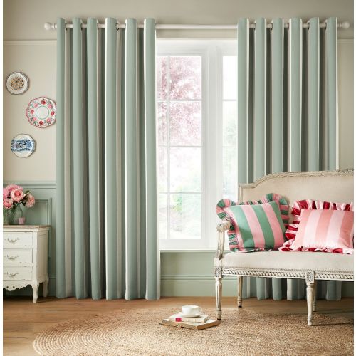 Handpaintedstripe Sage Ready Made Curtains