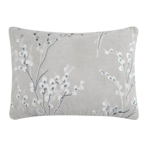 Pussy Willow Emb Steel 35x50 Feather Cushion