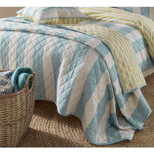 Lille Stripe Seaspray Quilted Bedspread 235x235cm