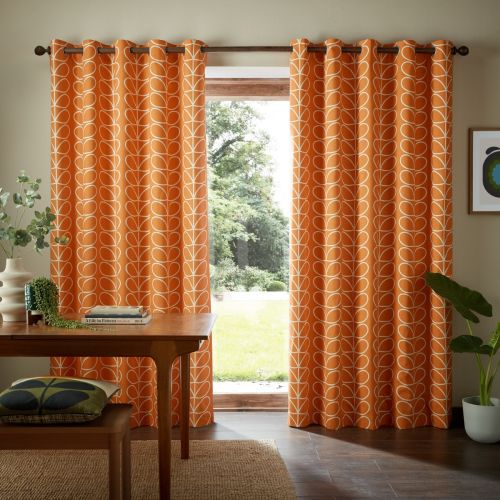 Linear Stem Burnt Orange Ready Made Curtains