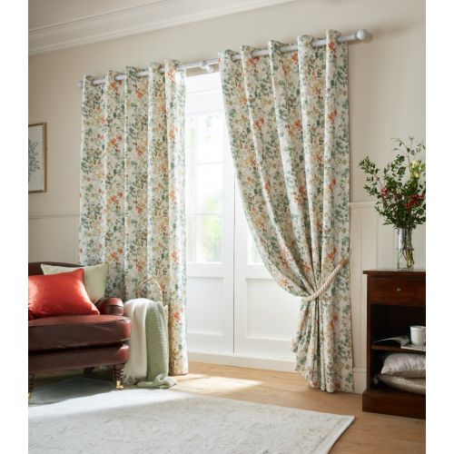 Old Castle Leaves Fern Green Ready Made Curtains