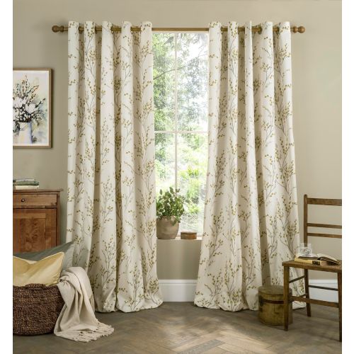 Pussy Willow Ochre Ready Made Curtains