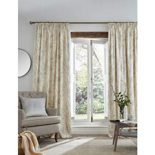 Pussy Willow Offwhite/Dovegrey Header Tape Curtains